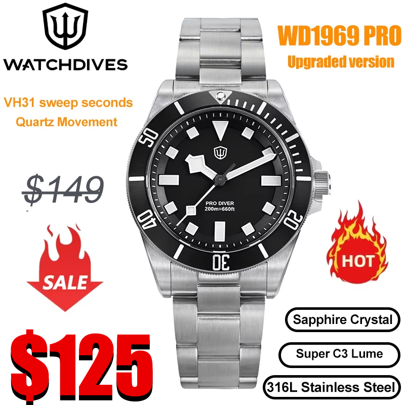 Rolex Watch Submariner - Watchdives WD1969 Pro 38mm Quartz Watch